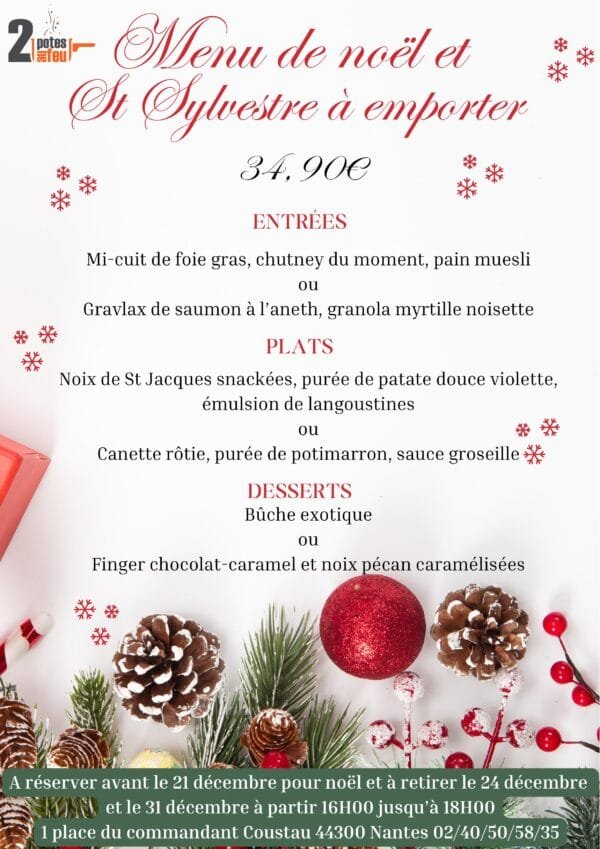 Menu à emporter Noël et 31 décembre