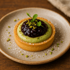 Tartelette crémeux pistache et sa marmelade de mûres