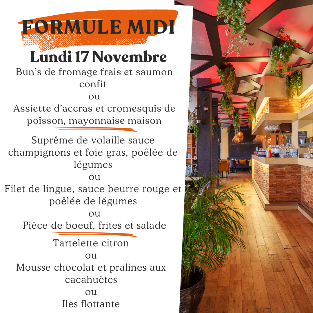 Formule du jour Lundi 17 novembre