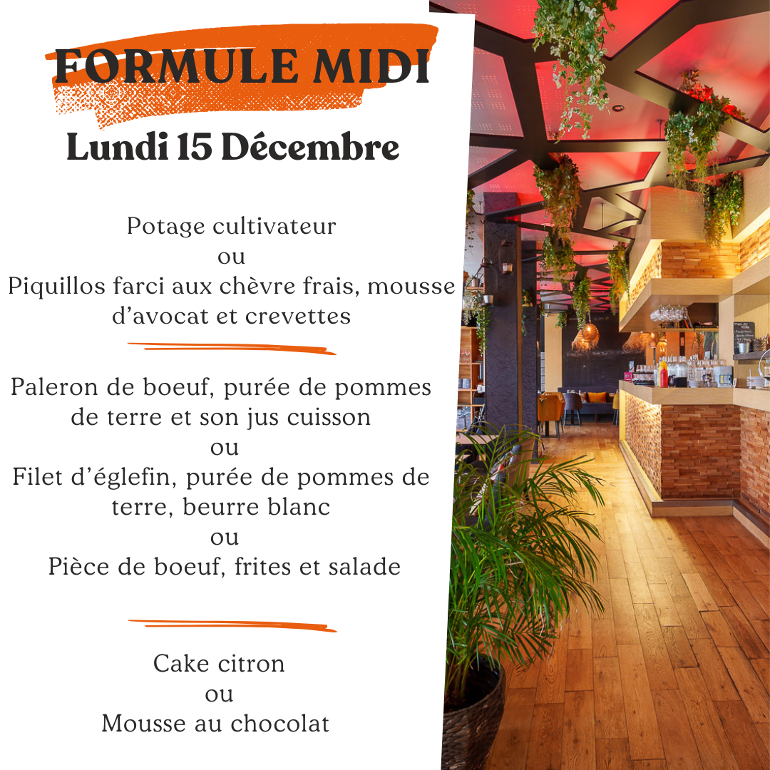 Formule du jour Lundu 15 décembre