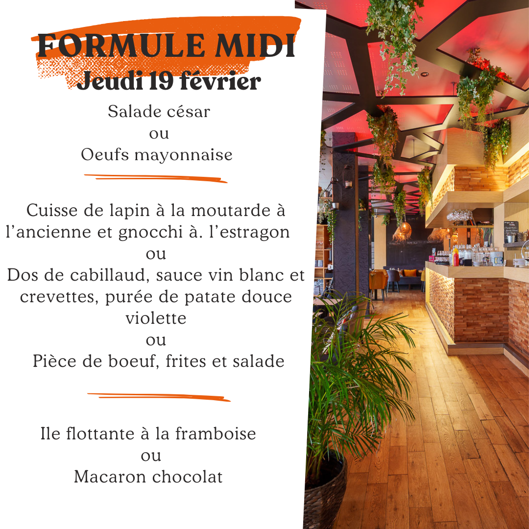 Formule du jour jeudi 19 février