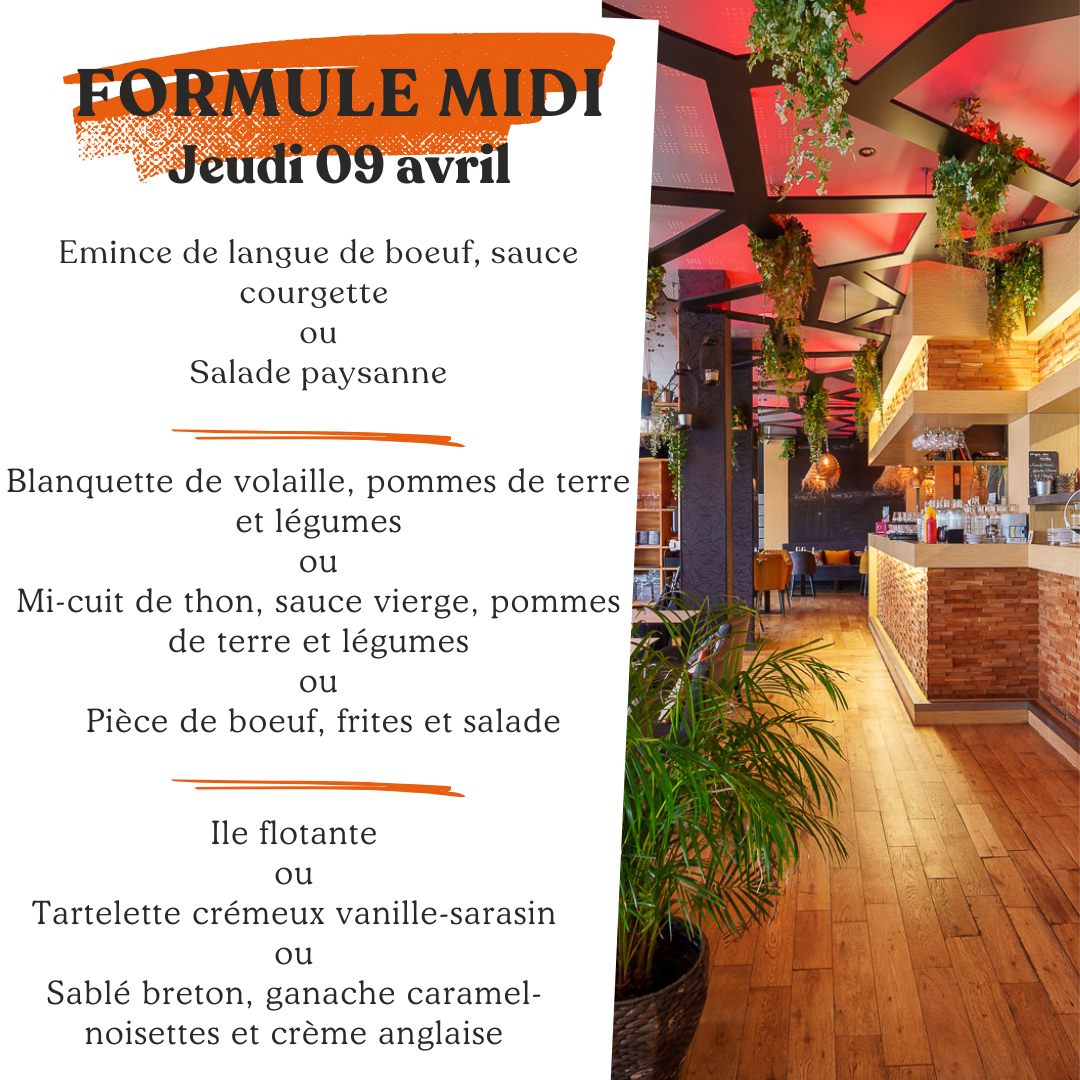 Formule du jour jeudi 09 avril
