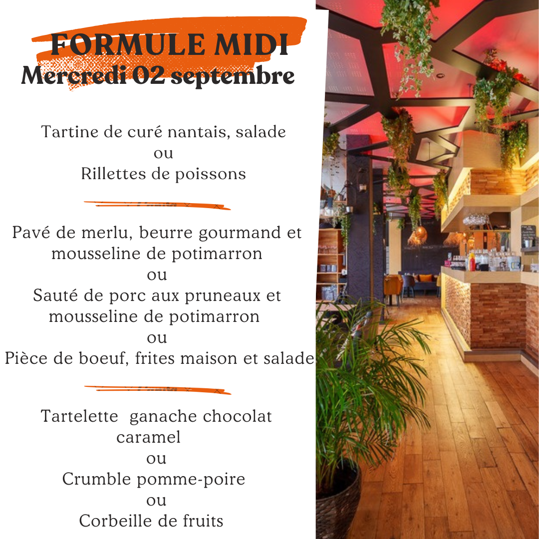 Formule du jour Mercredi 02 septembre