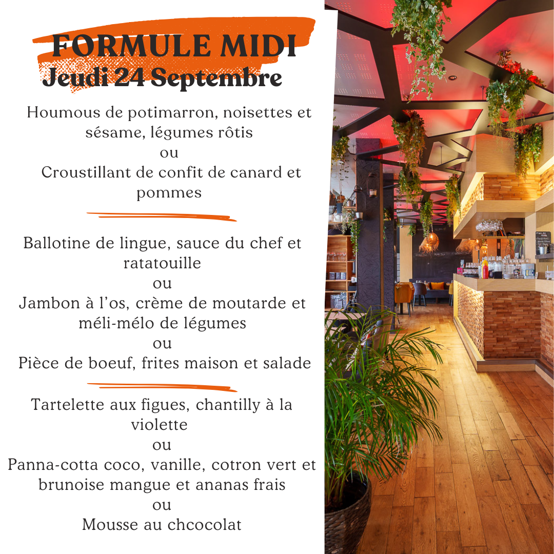 Formule du jour jeudi 24 septembre