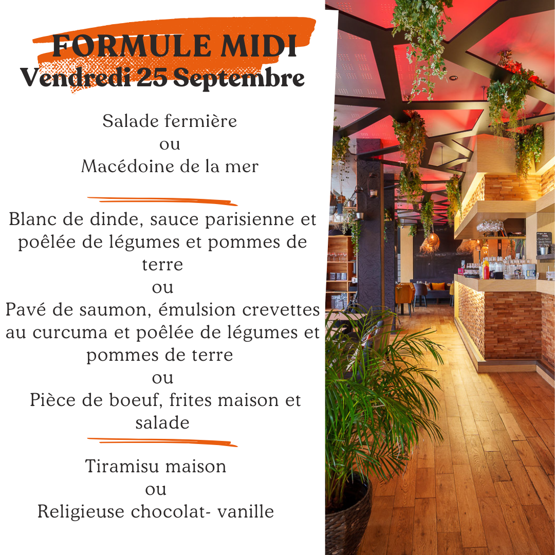 Formule du jour vendredi 25 septembre
