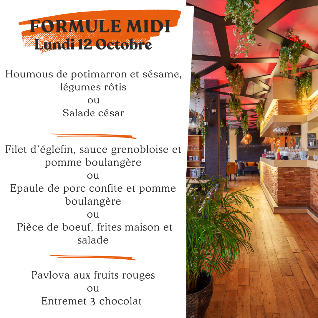Formule du jour Lundi 12 octobre