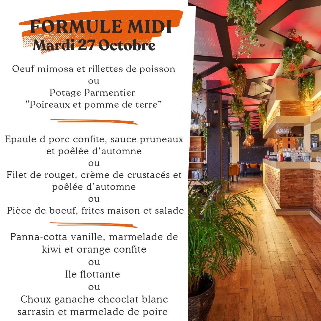 Formule du jour MArdi 27 octobre