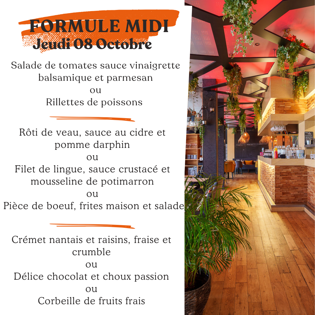 Formule du jour jeudi 08 octobre
