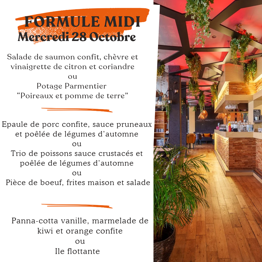 Formule du jour mercredi 28 octobre
